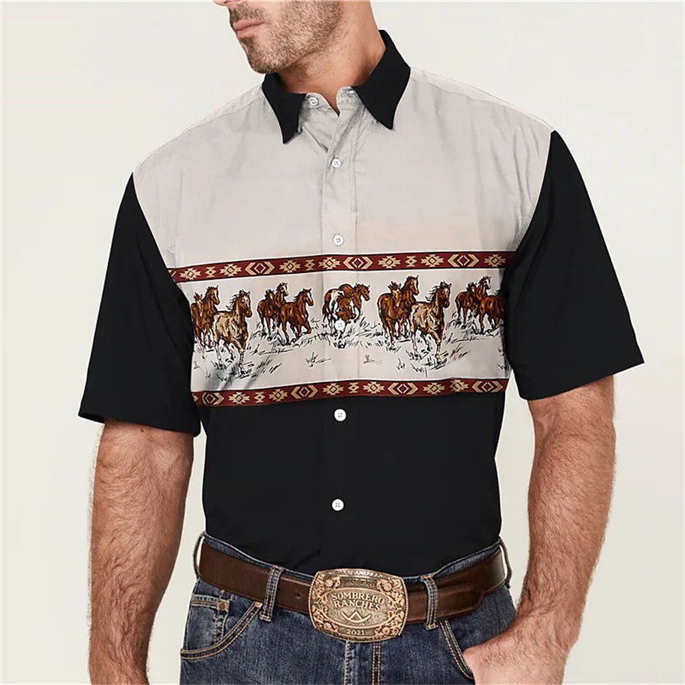 Street Fashion Shanghai - Men's western shirt animal graphics print