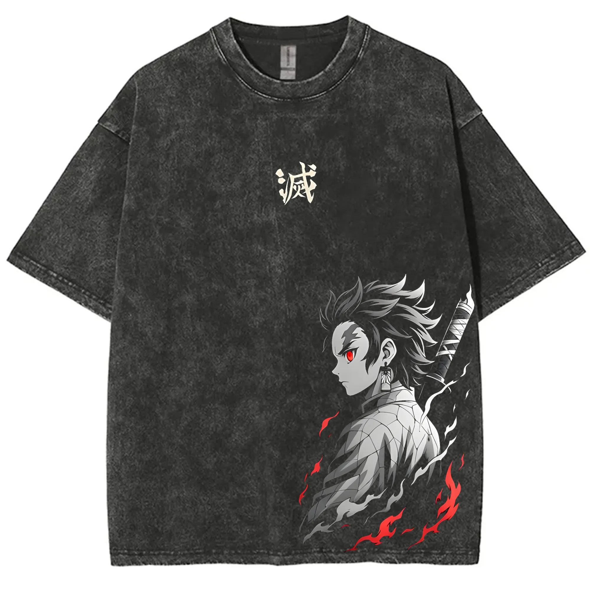 Street Fashion Magazine - Streetwear Demon Slayer Vintage Washed Graphic