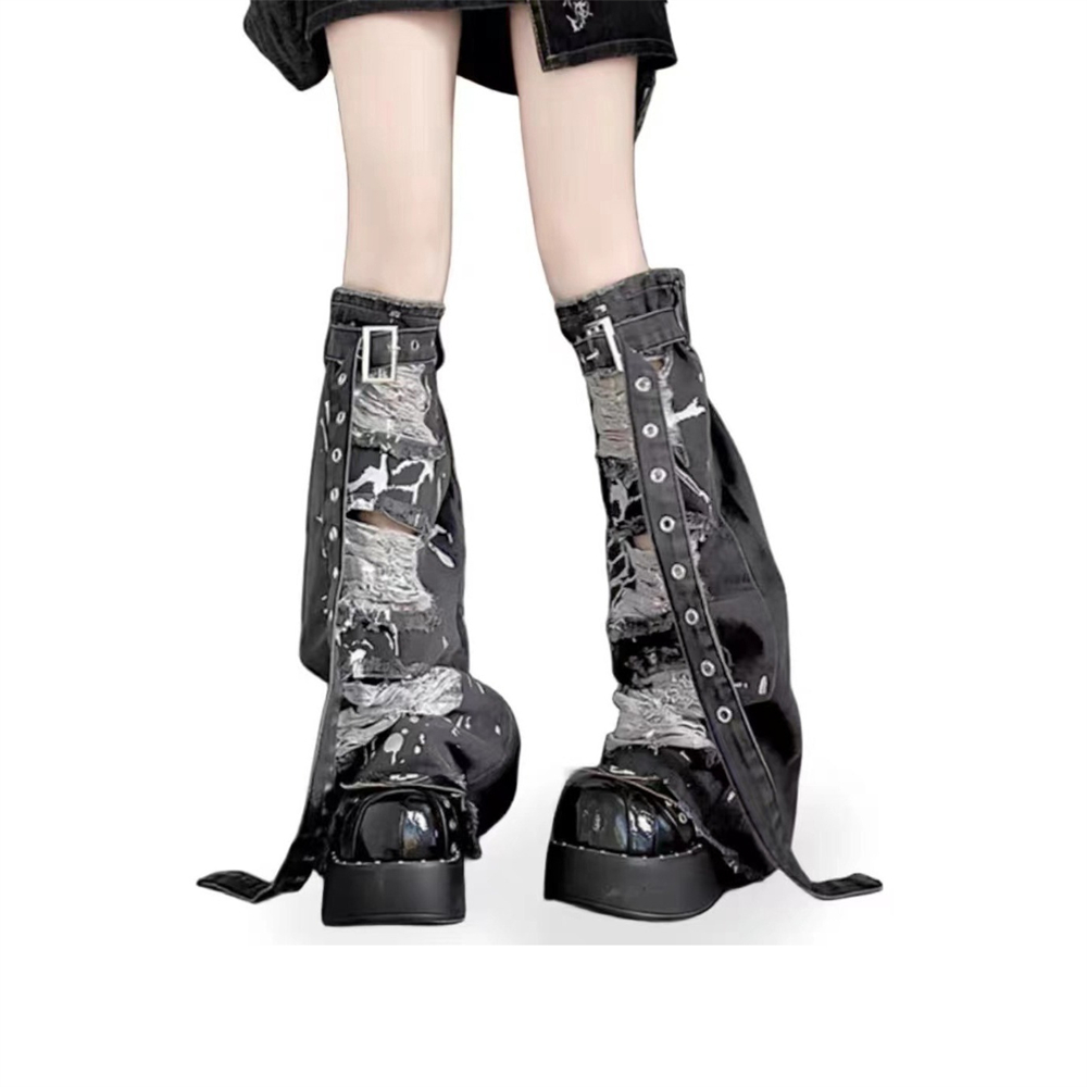 Street Fashion In Japanese - Fashion Buckle Belt Leg Warmers Vintage