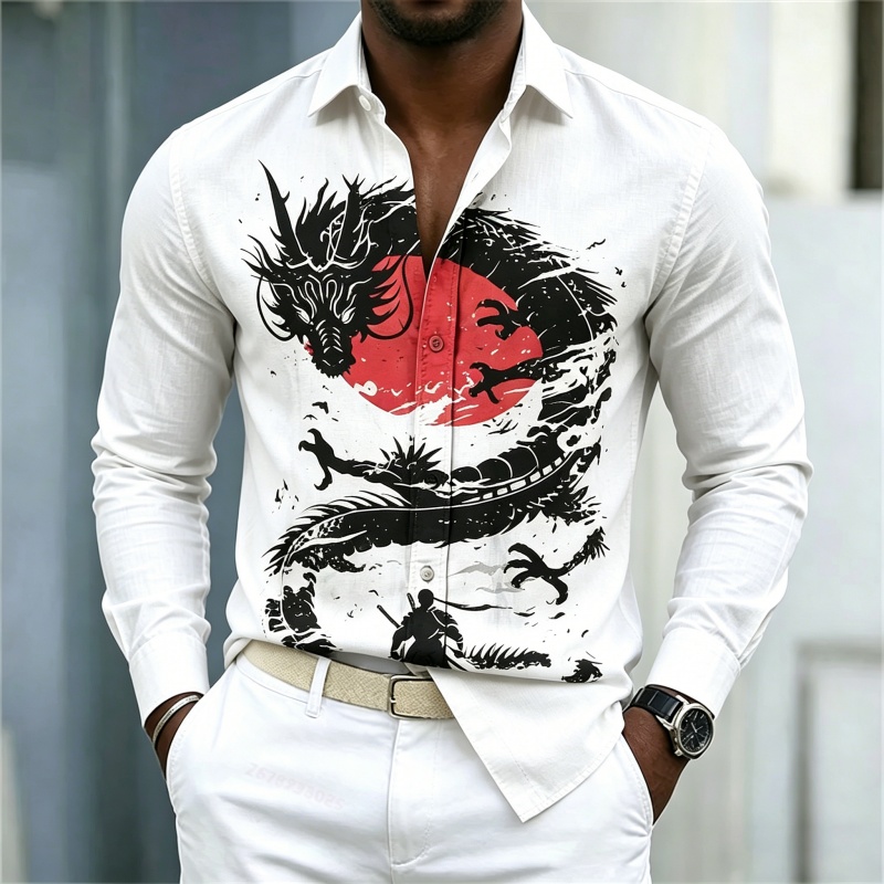 Street Fashion Clothes - 2026 New Men's Shirt White Black