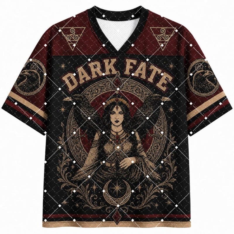 Street Fashion Dance - Dark Fate Witch Raven Print V‑Neck