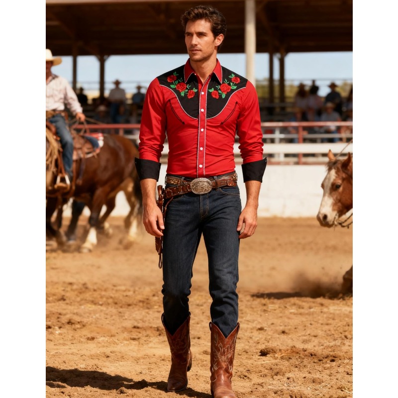 Men's Western Cowboy Shirt Lon - đánh giá và giá Street Fashion Dance